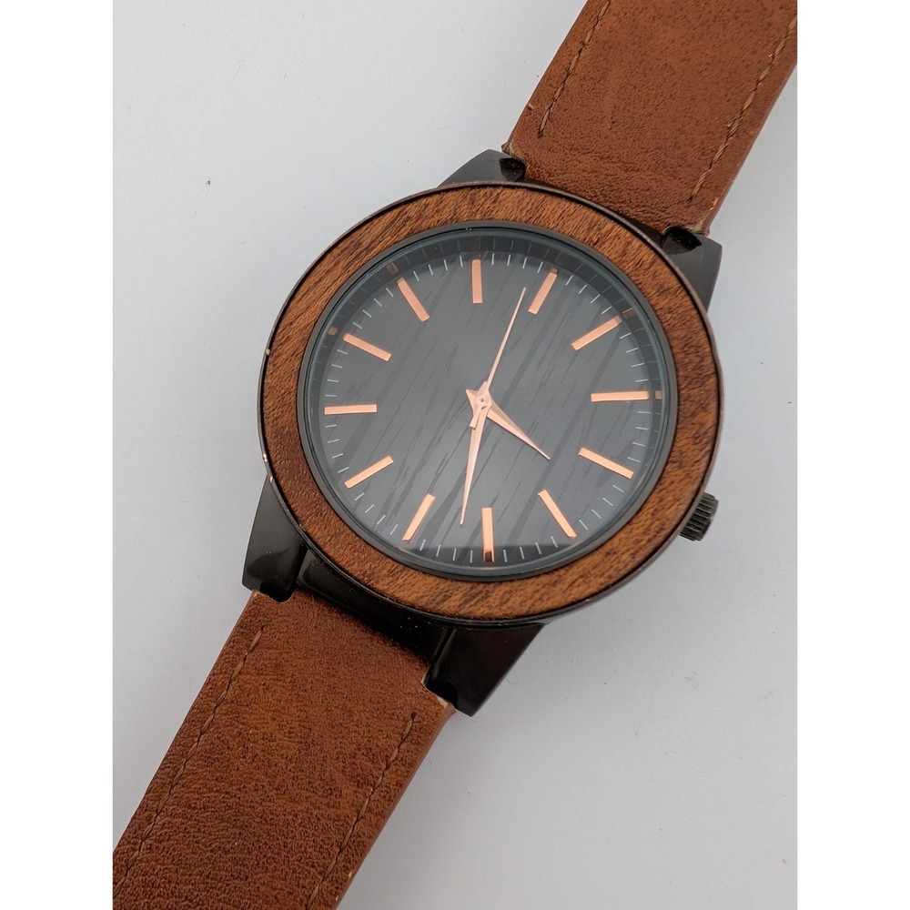 I.N.C International Concepts Watch Men 47mm Case Faux Leather Band- New Battery